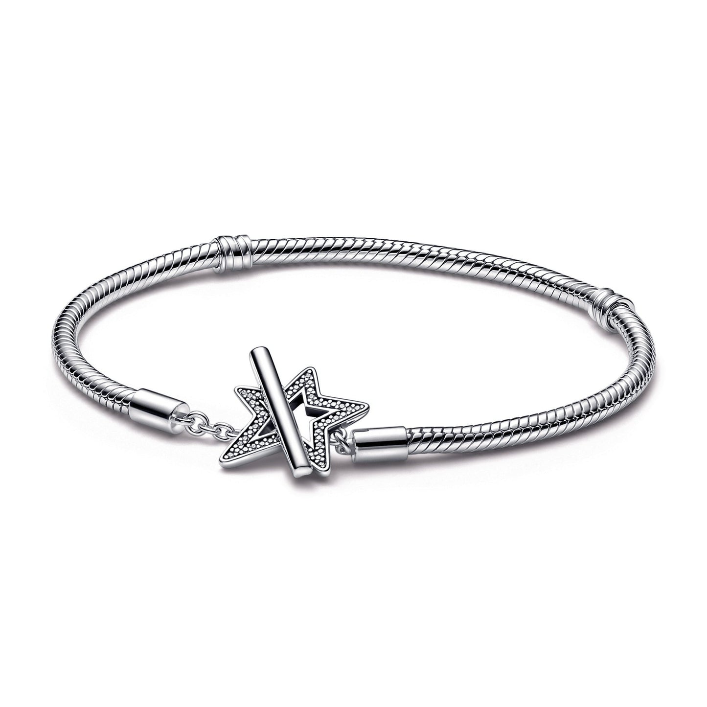 Pandora Moments Asymmetric Star T-bar Snake Chain Bracelet