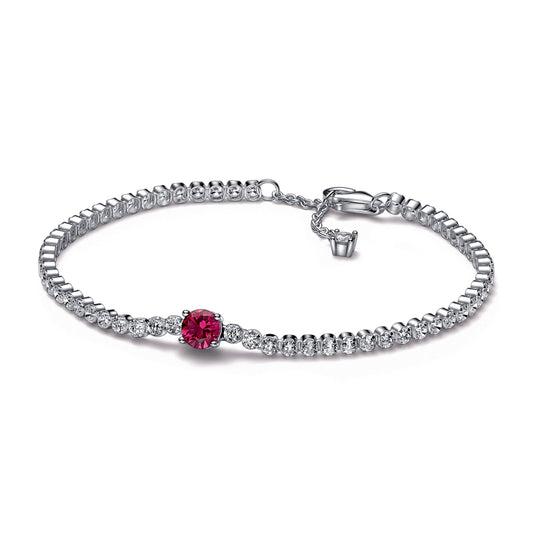 Red Sparkling Round Pavé Tennis Bracelet