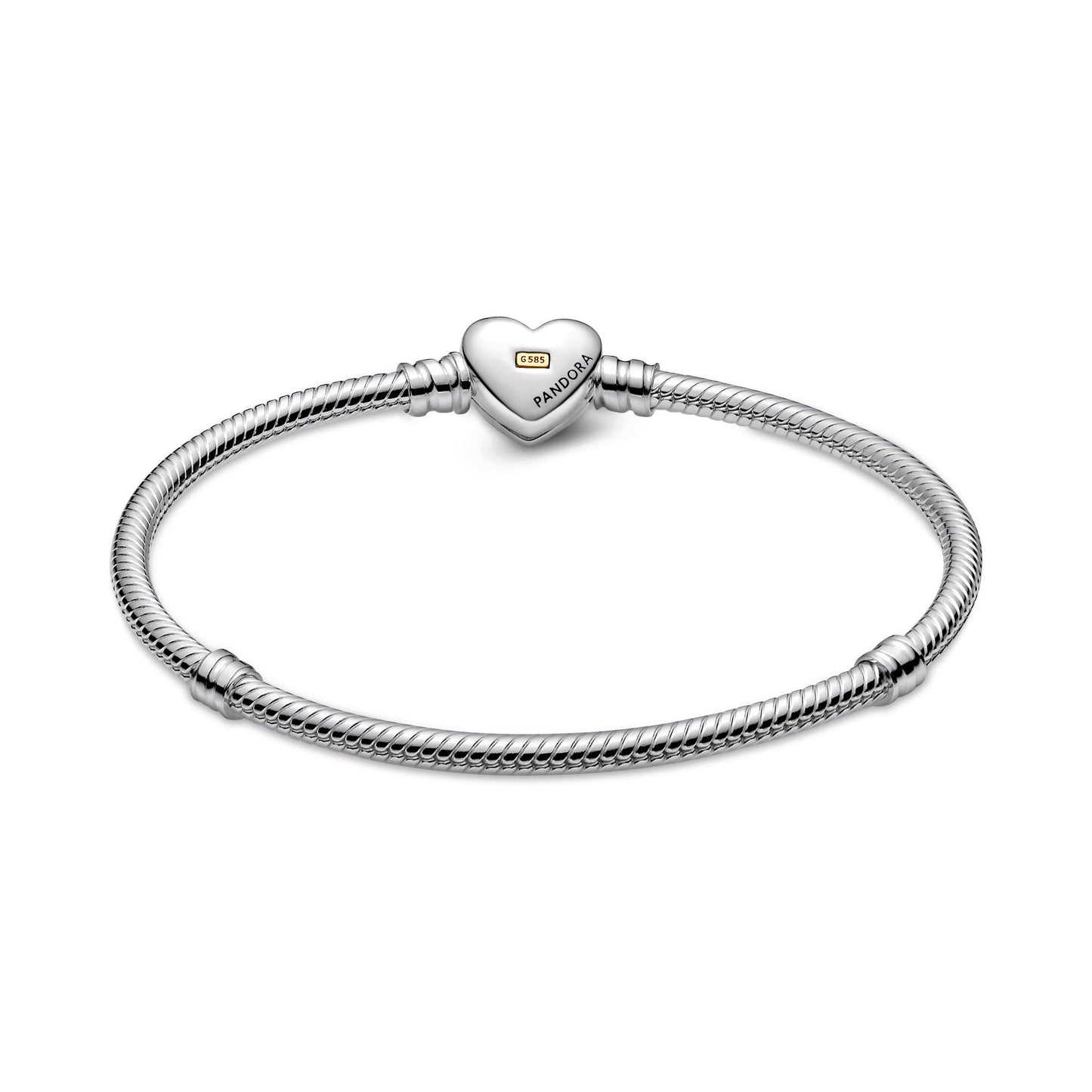 Domed Golden Heart Clasp Snake Chain Bracelet