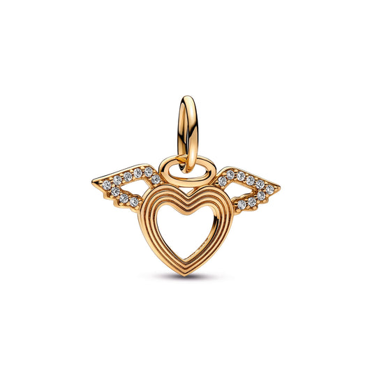 Heart & Angel Wings Dangle Charm