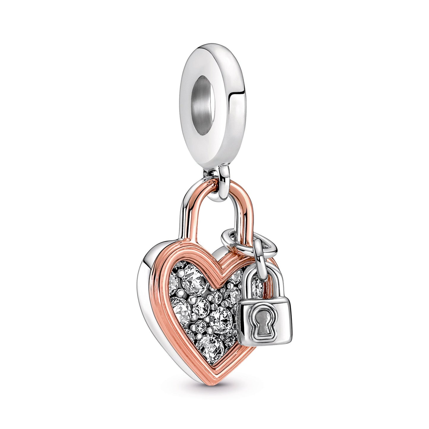 Heart Padlock Double Dangle Charm