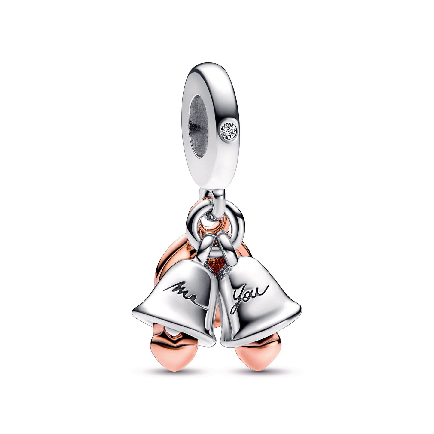 Two-tone Wedding Bells Double Dangle Charm