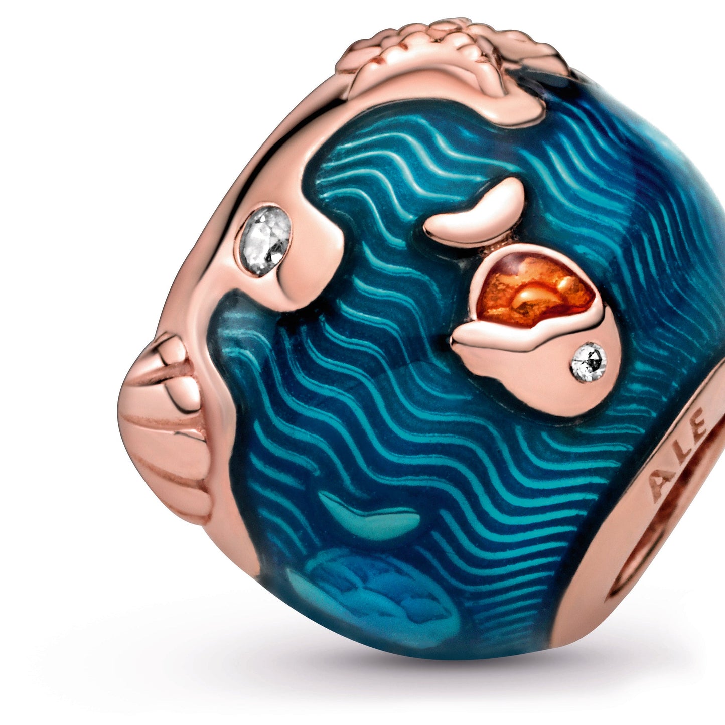 Shimmering Ocean Waves & Fish Charm