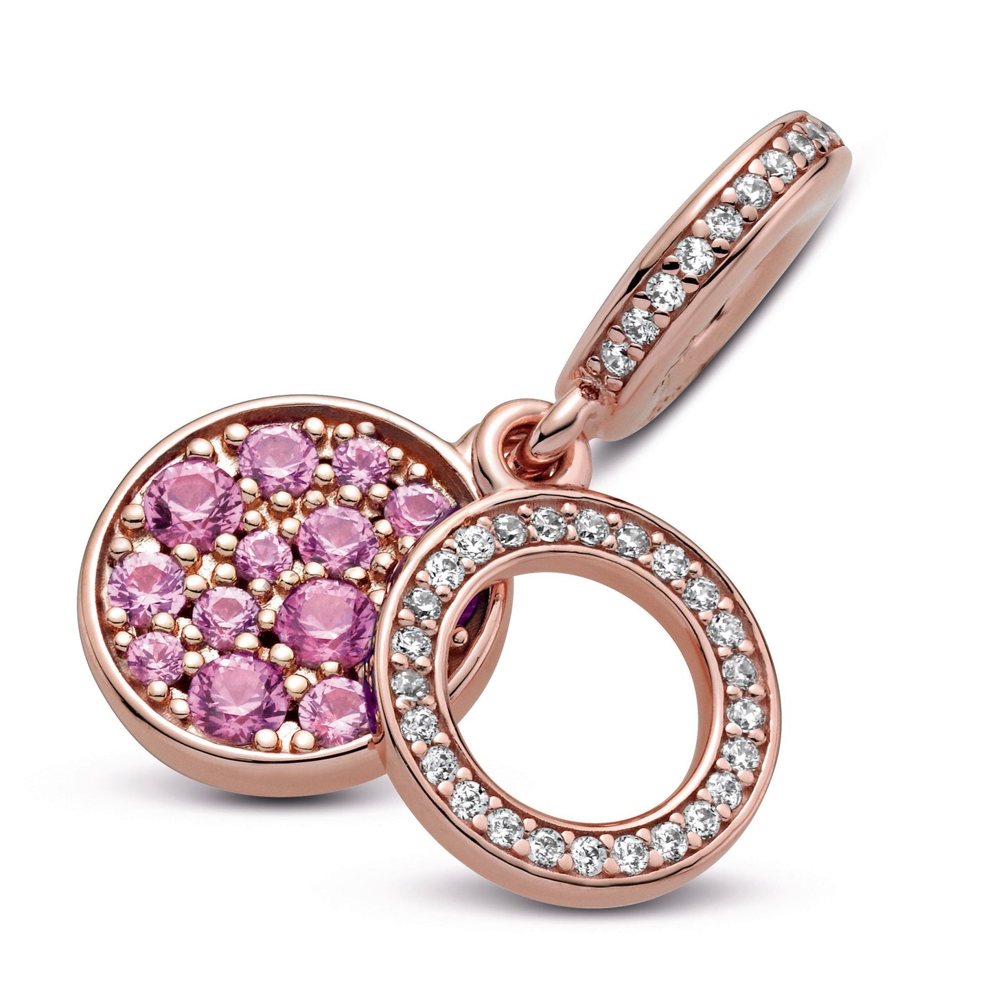 Sparkling Pink Disc Double Dangle Charm