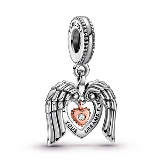 Pandora Club 2021 Angel Wings & Heart Dangle Charm