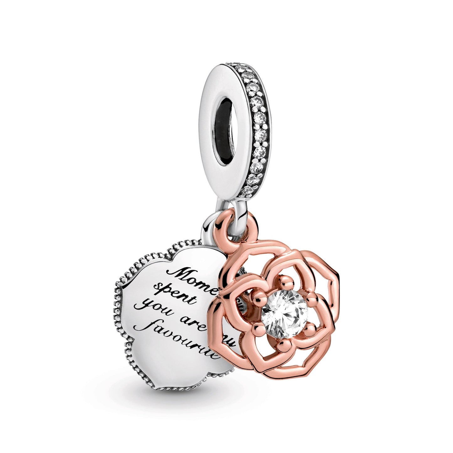 Two-tone Rose Dangle Charm