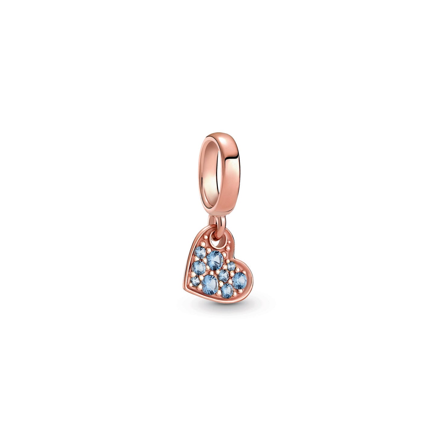 Light Blue Pavé Tilted Heart Dangle Charm