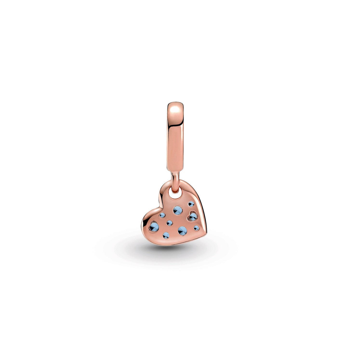 Light Blue Pavé Tilted Heart Dangle Charm