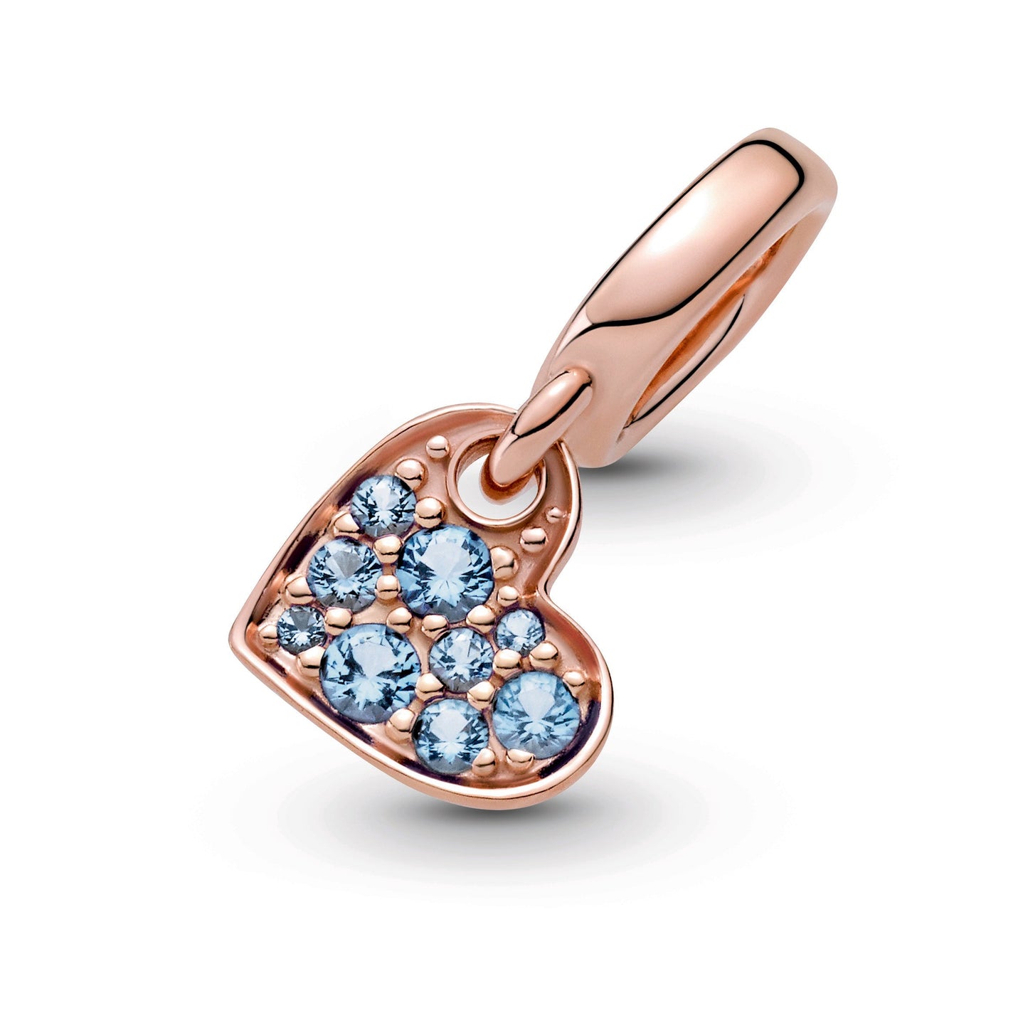 Light Blue Pavé Tilted Heart Dangle Charm
