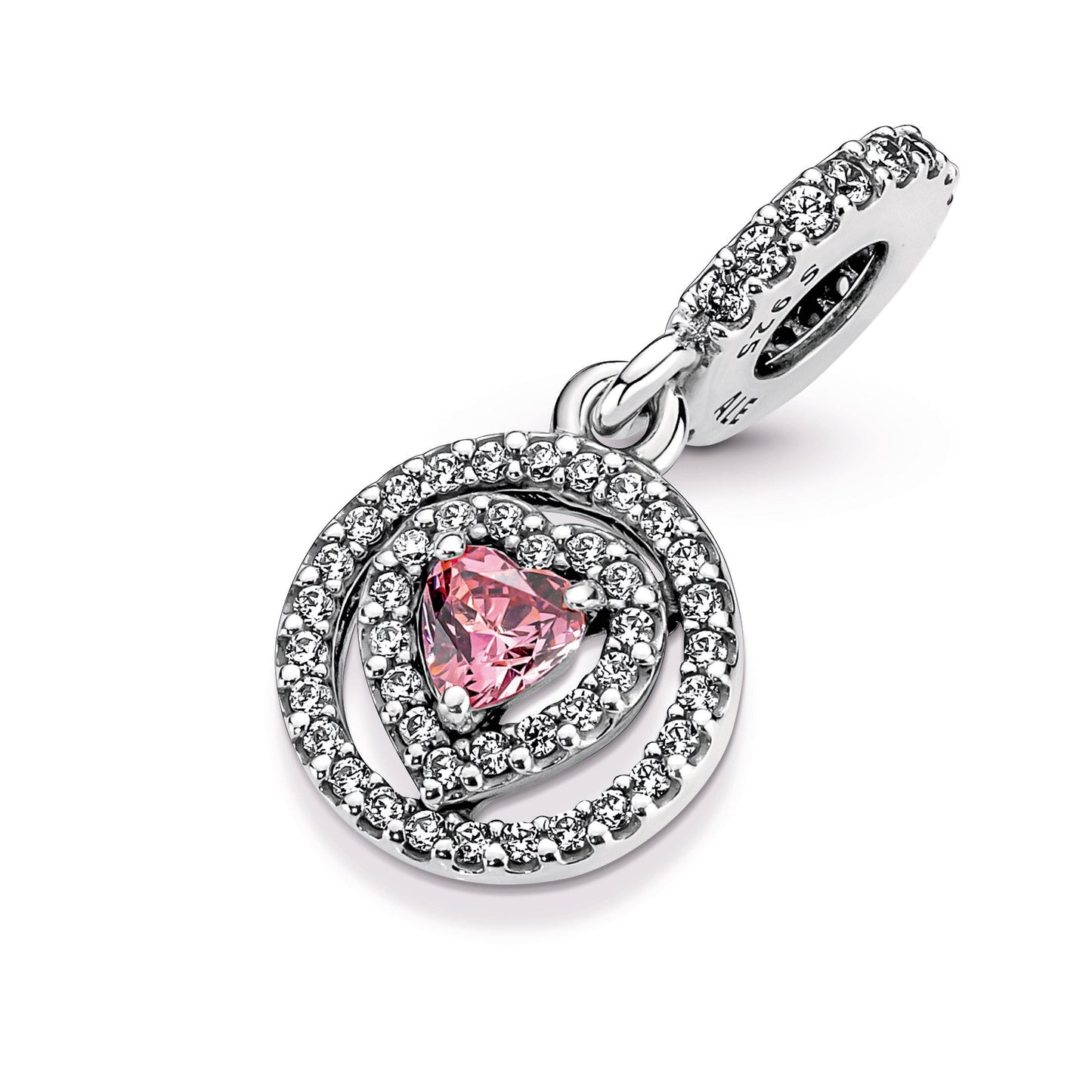 Sparkling Double Halo Heart Dangle Charm