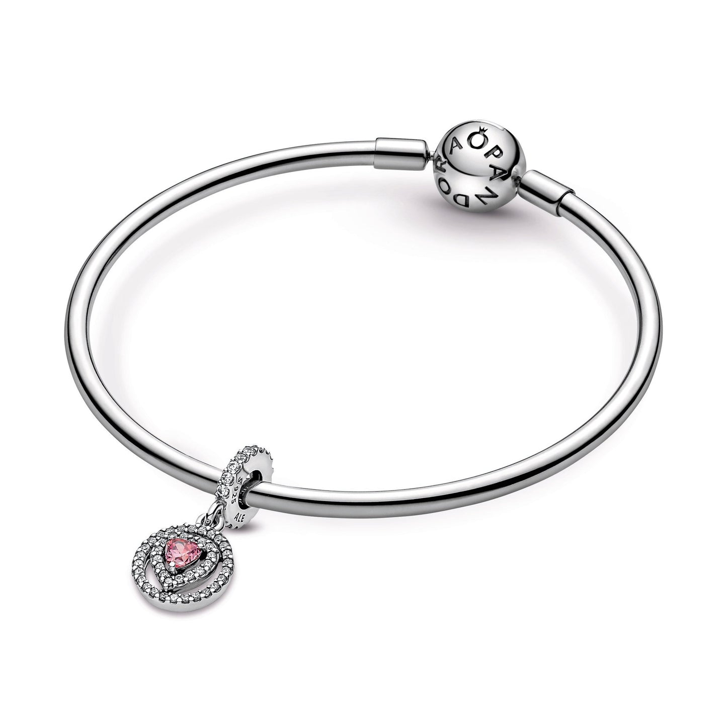 Sparkling Double Halo Heart Dangle Charm