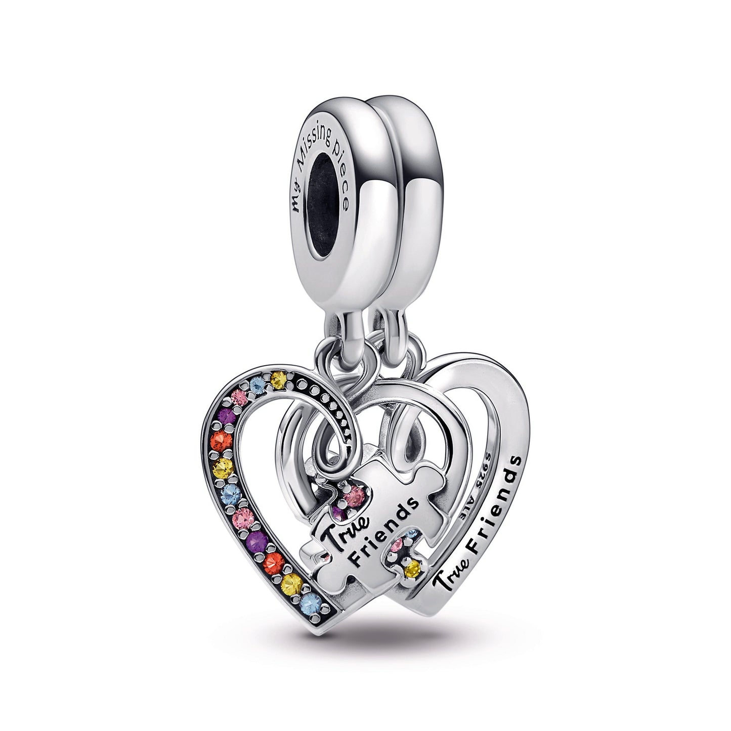 Puzzle Piece Hearts Splittable Friendship Dangle Charm