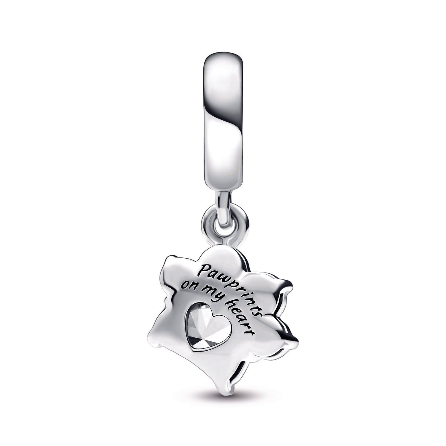 Sparkling Pet Paw Print Dangle Charm