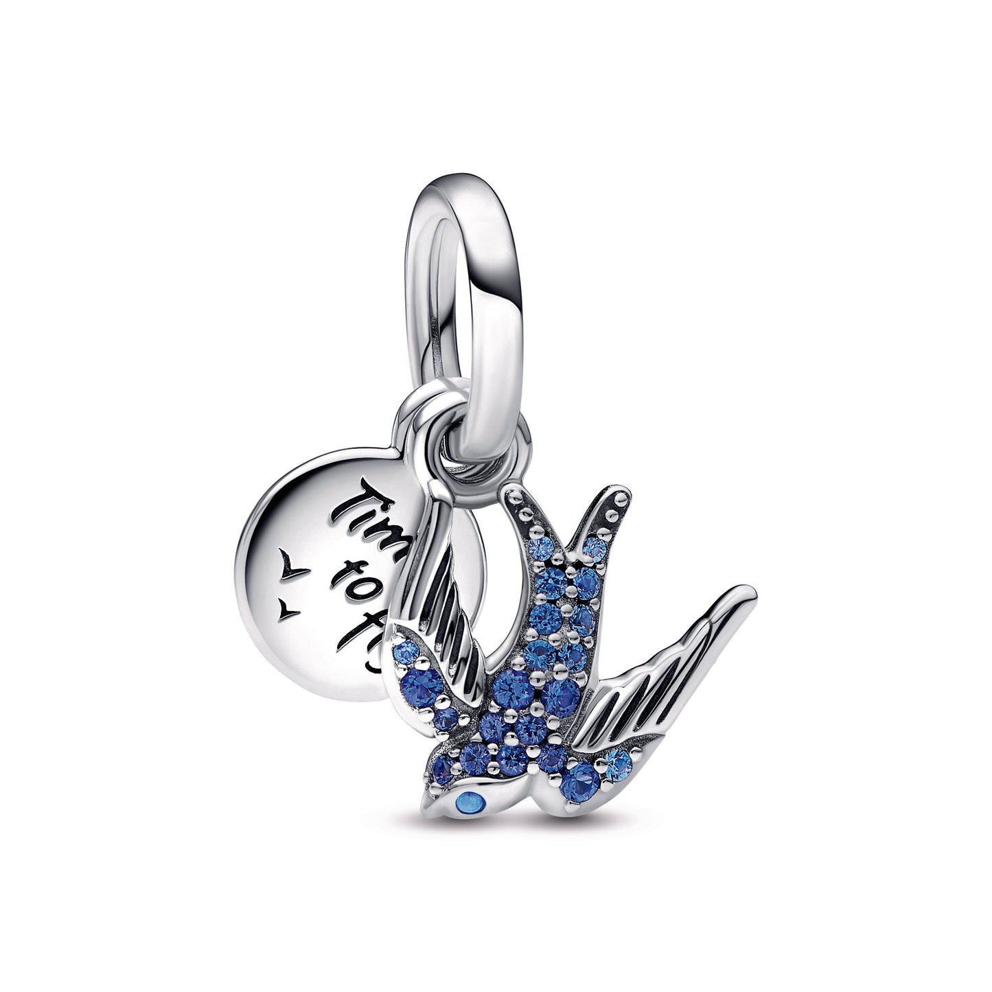 Sparkling Swallow & Quote Double Dangle Charm