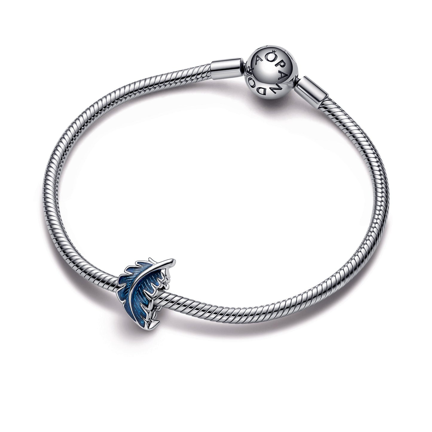 Blue Curved Feather Charm