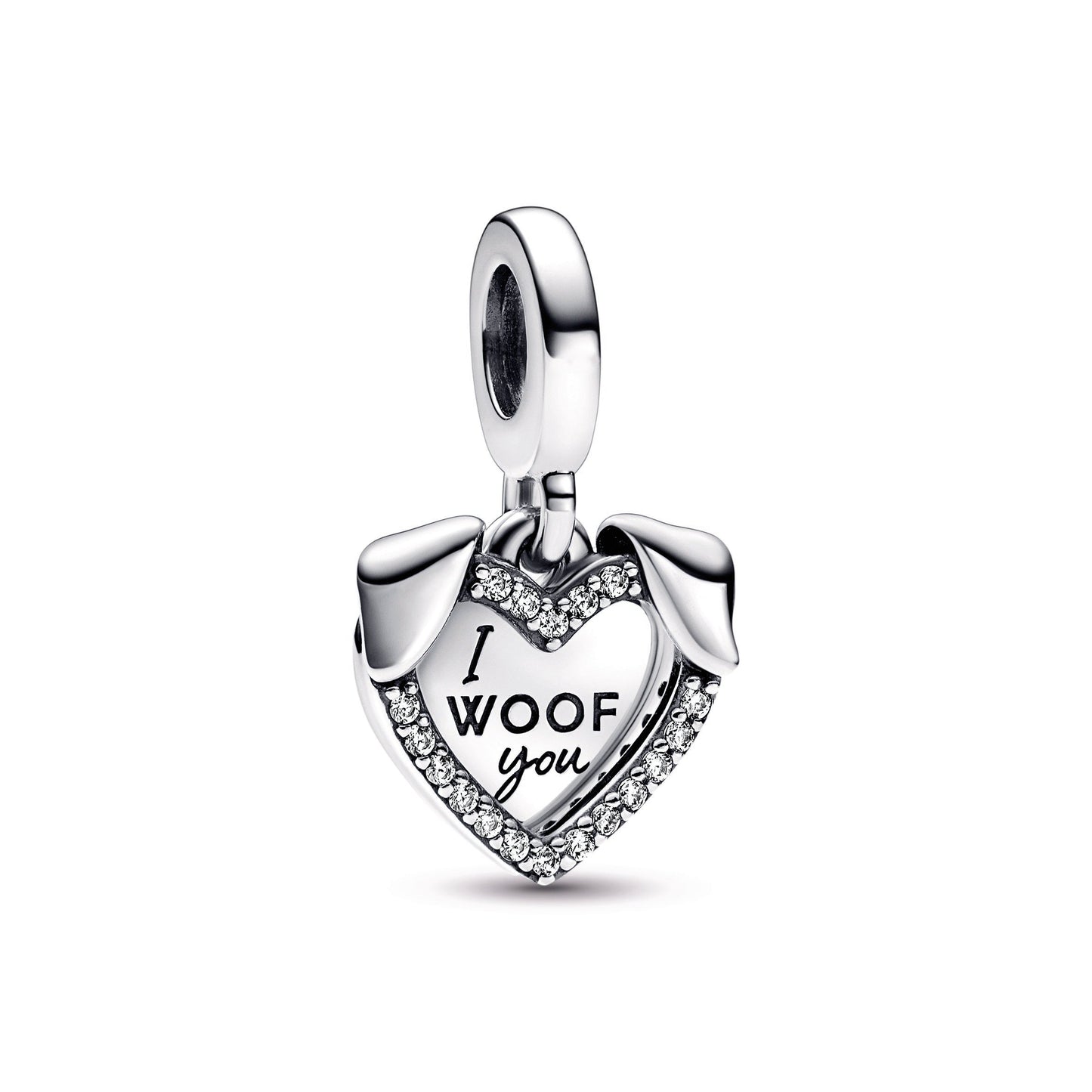 Heart & Dog Double Dangle Charm