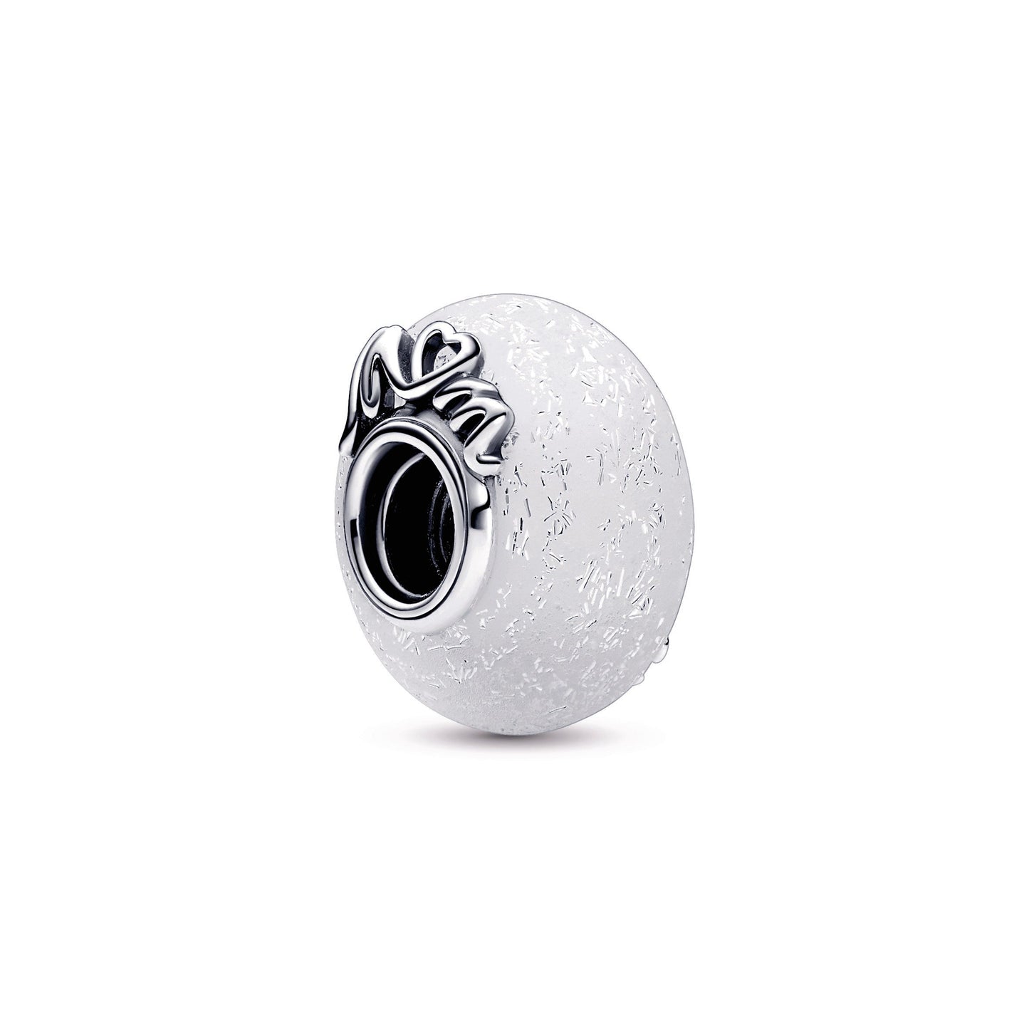 Glittery White Murano Glass Mum & Love Charm