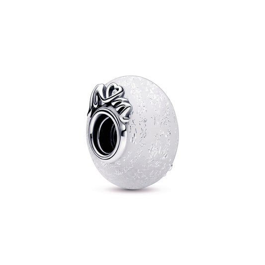 Glittery White Murano Glass Mum & Love Charm