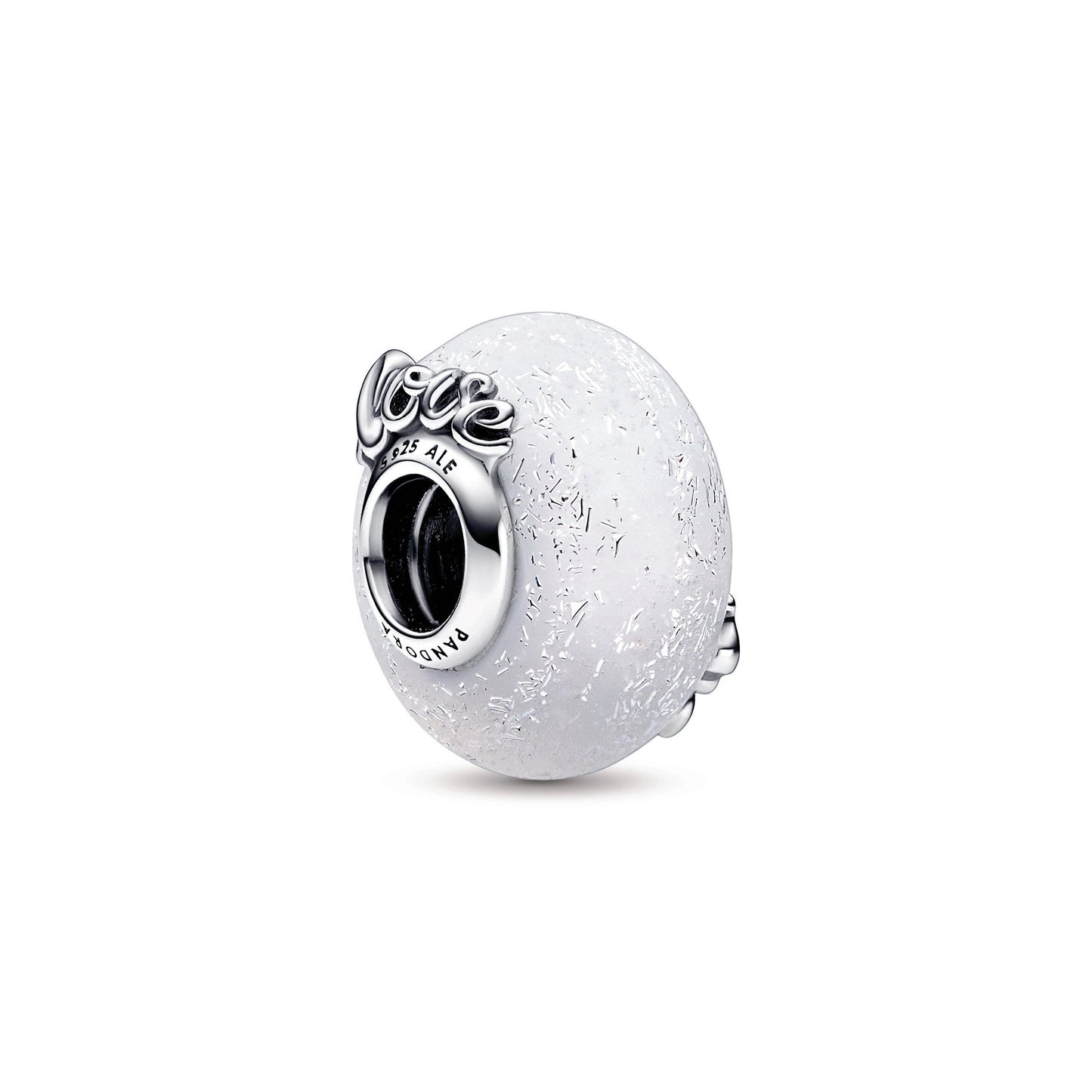 Glittery White Murano Glass Mum & Love Charm