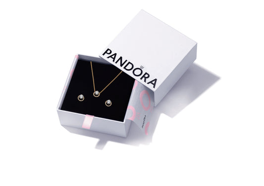 Round Halo 14K Gold-Plated Necklace & Earring Gift Set