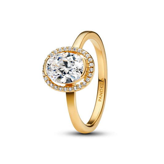 Oval Sparkling Halo Ring