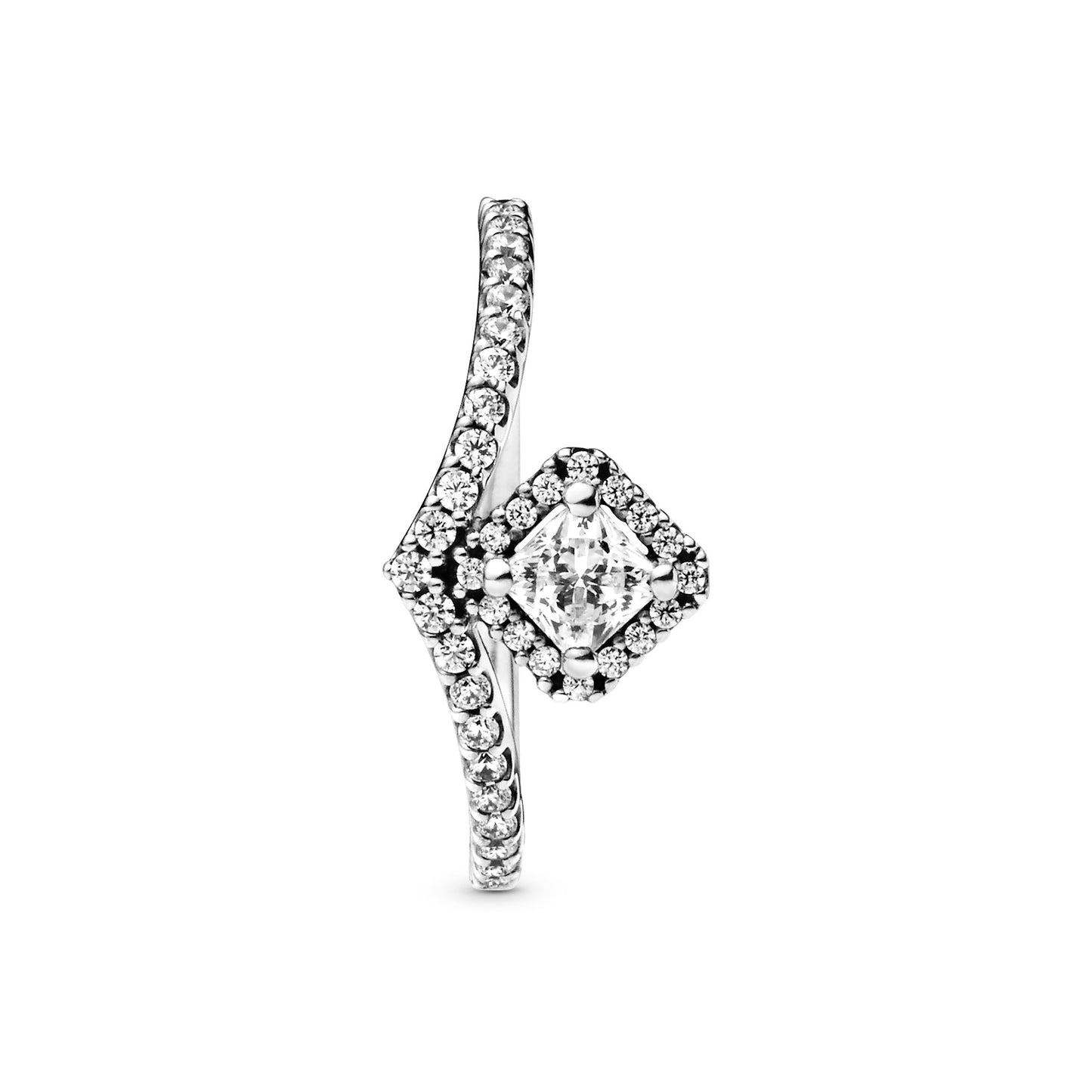 Square Sparkle Wishbone Ring