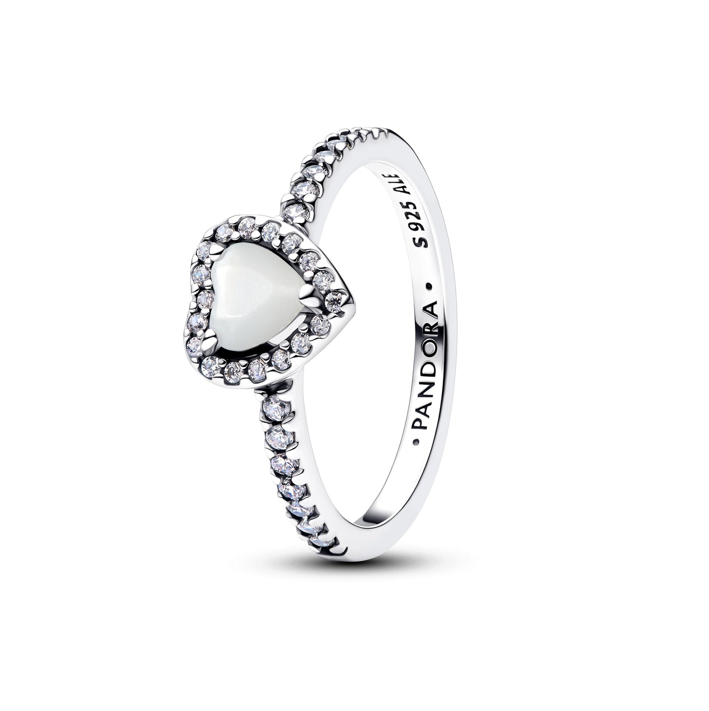 Elevated White Heart Ring