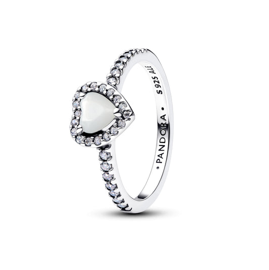 Elevated White Heart Ring