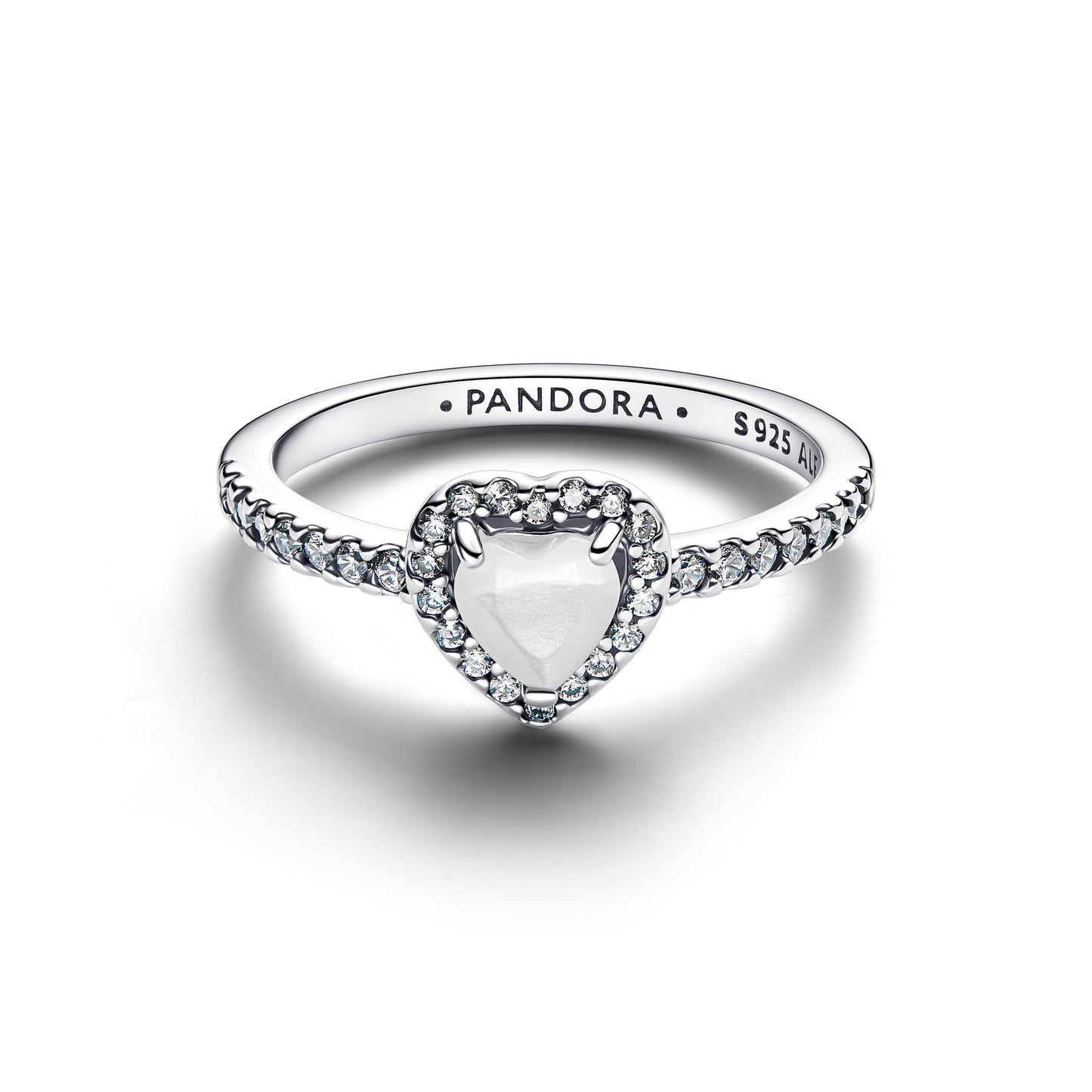 Elevated White Heart Ring