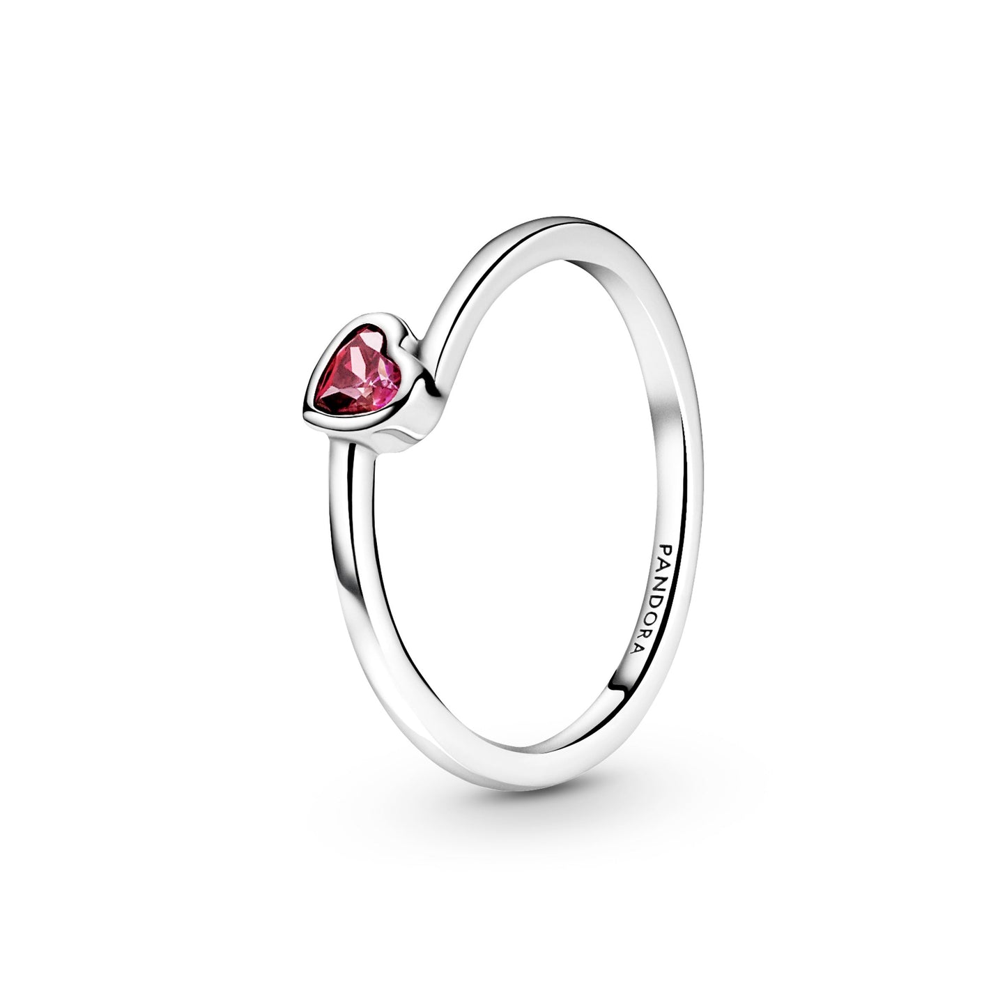 Red Tilted Heart Solitaire Ring