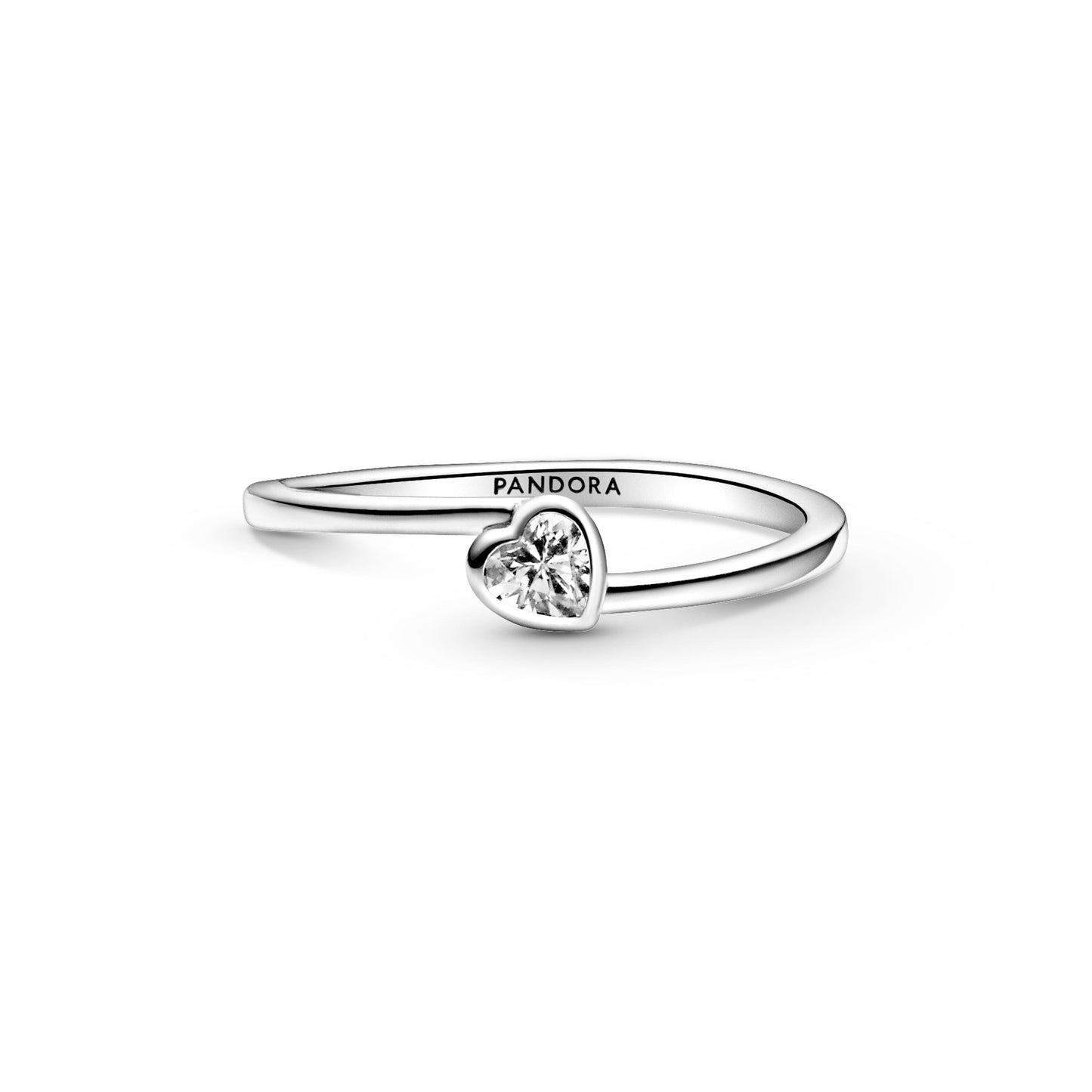 Clear Tilted Heart Solitaire Ring