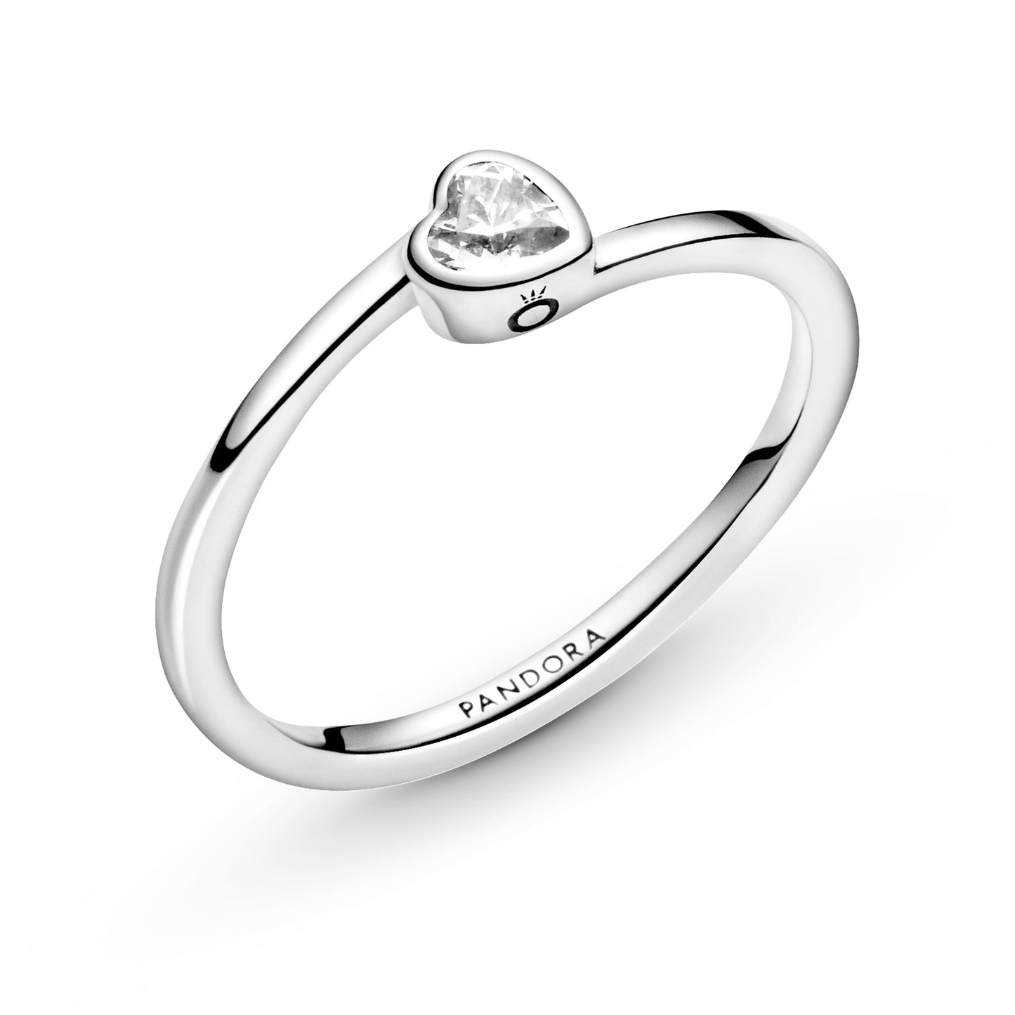 Clear Tilted Heart Solitaire Ring