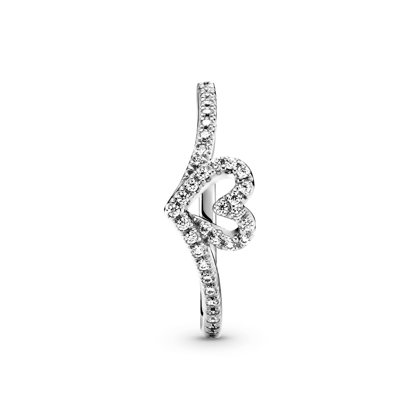 Sparkling Wishbone Heart Ring