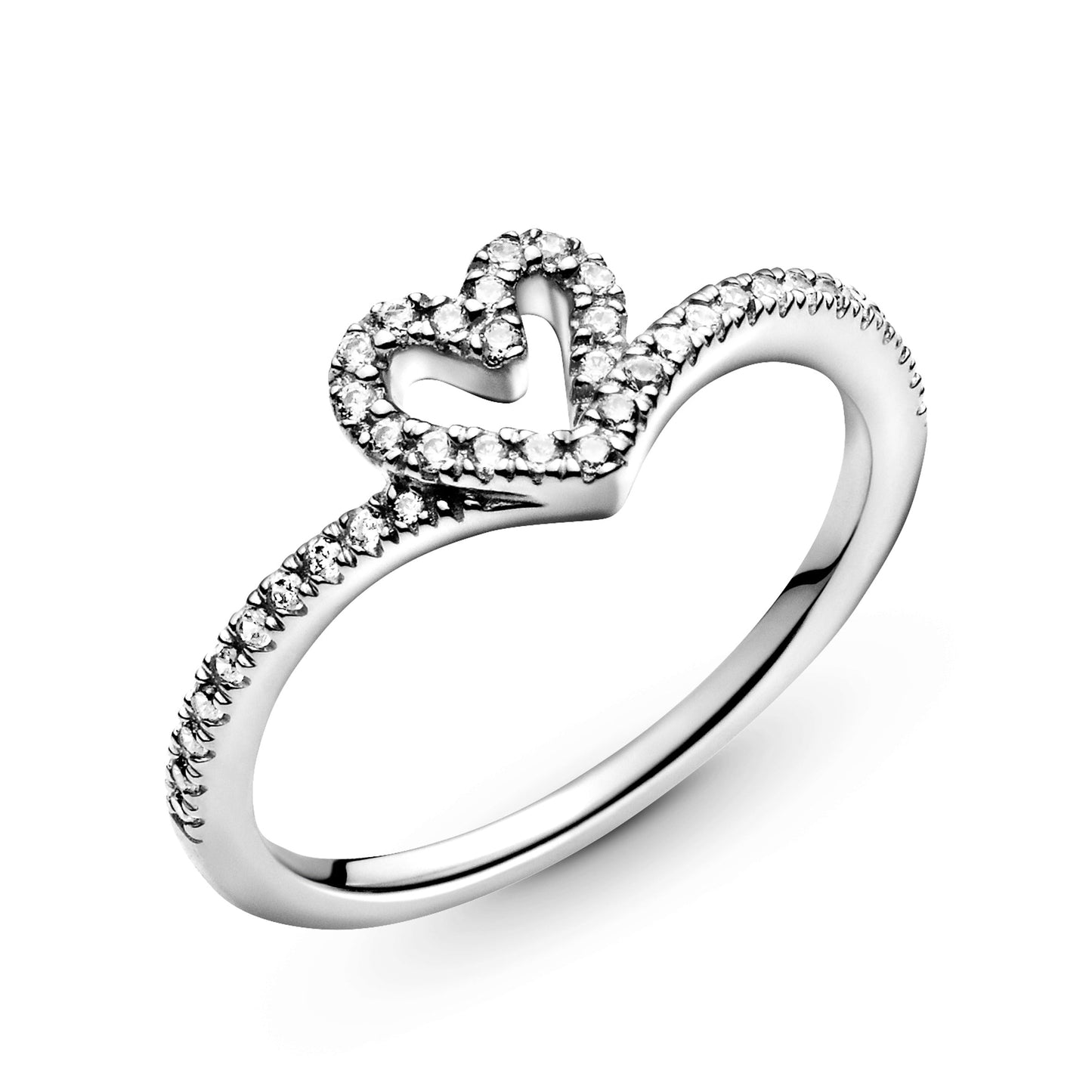 Sparkling Wishbone Heart Ring