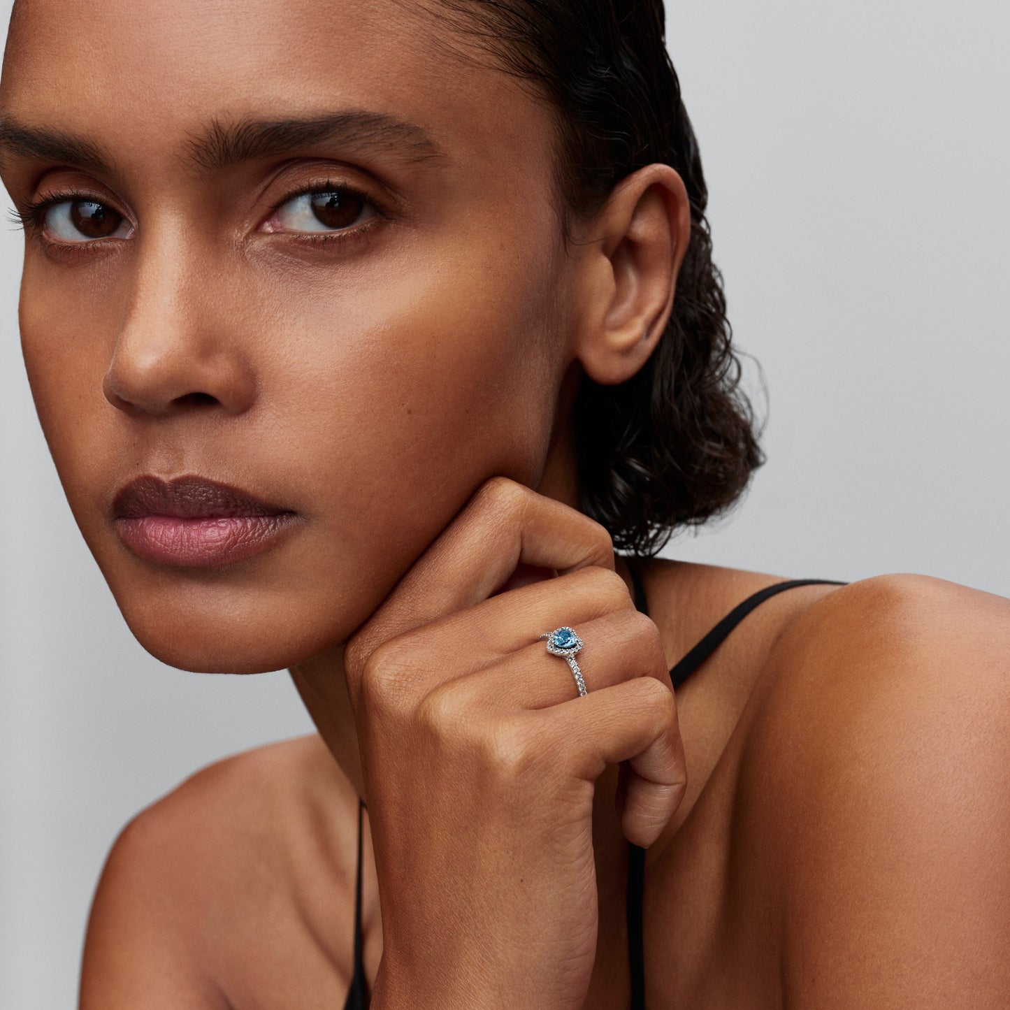 Elevated Light Blue Heart Ring