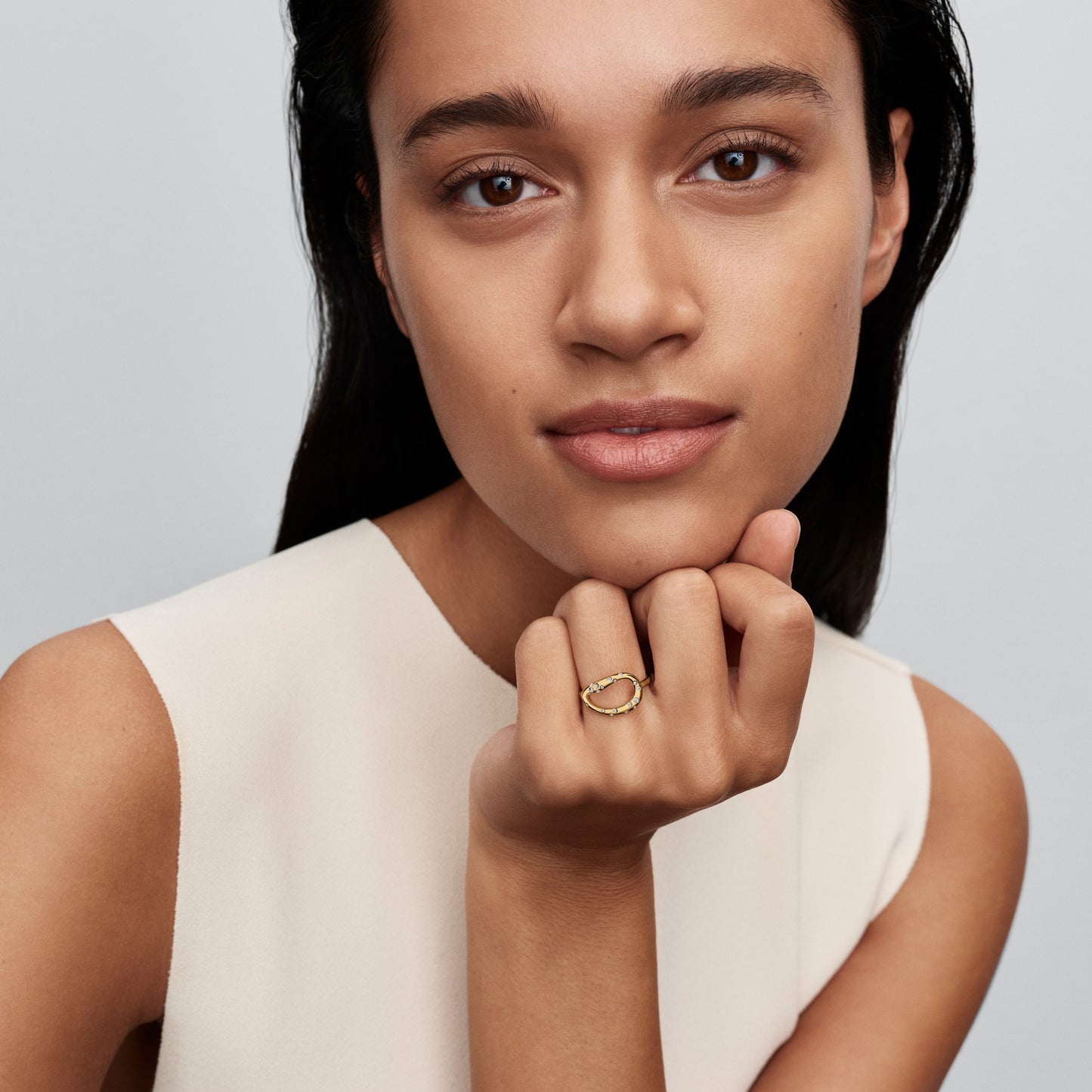 Organically Shaped Stone-Set Statement Ring