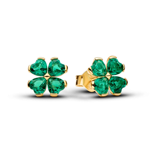 Green Lucky Clover Stud Earrings