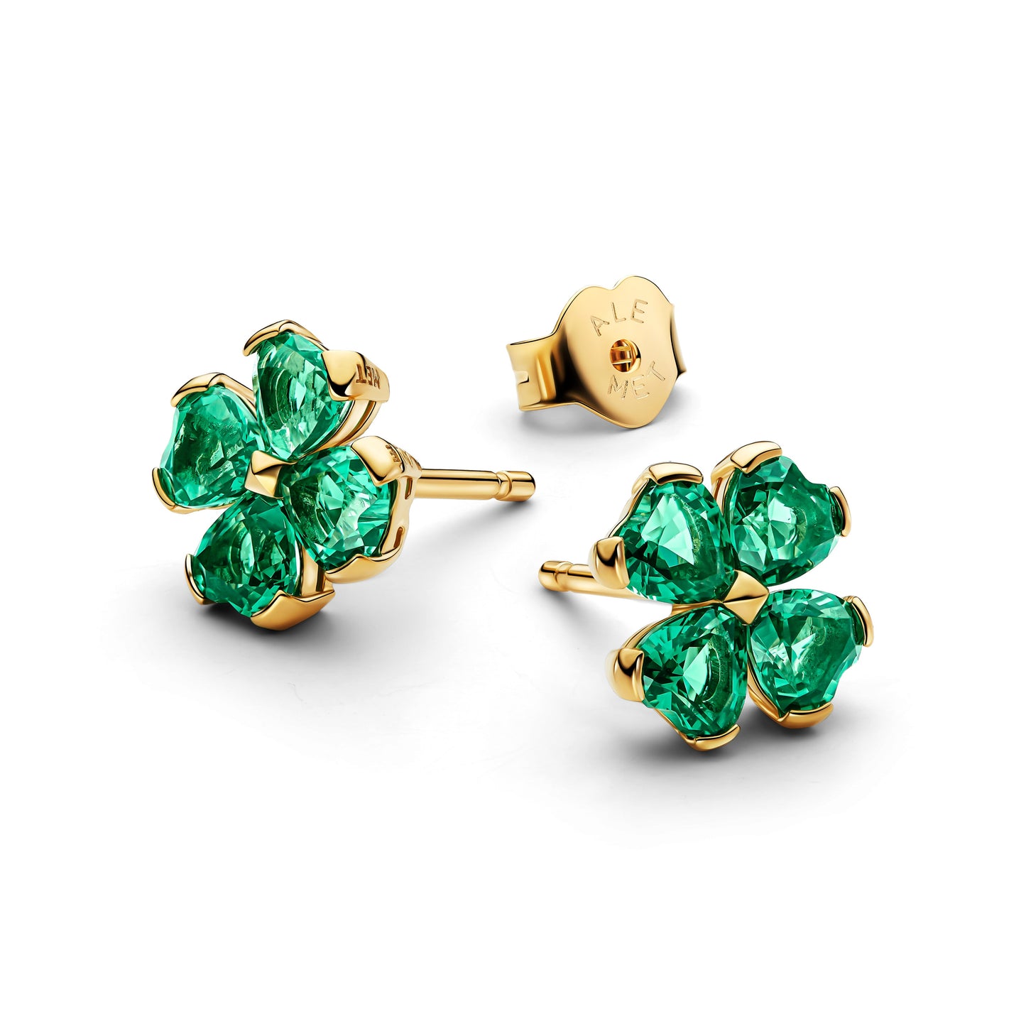 Green Lucky Clover Stud Earrings