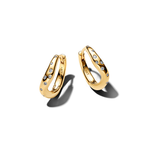Organically Shaped Stone-Set Hoop Earrings