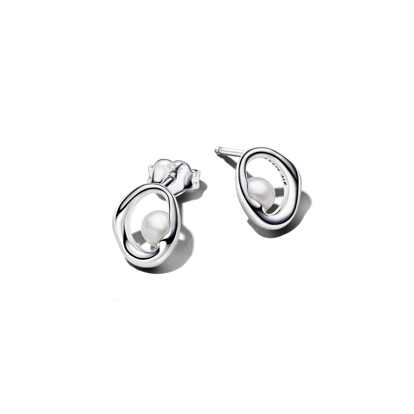 Organically Shaped Oval & Treated Freshwater Cultured Pearl Stud Earrings