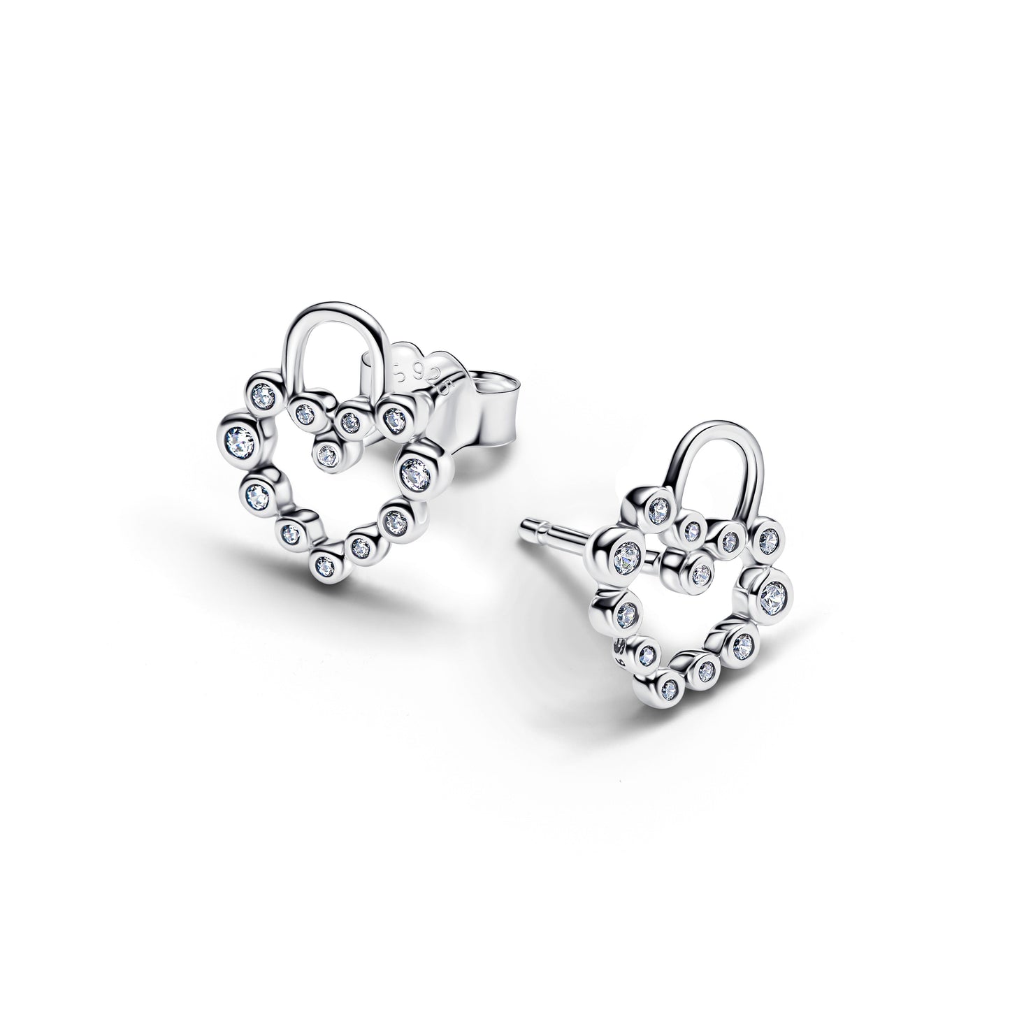 Sparkling Heart Padlock Stud Earrings