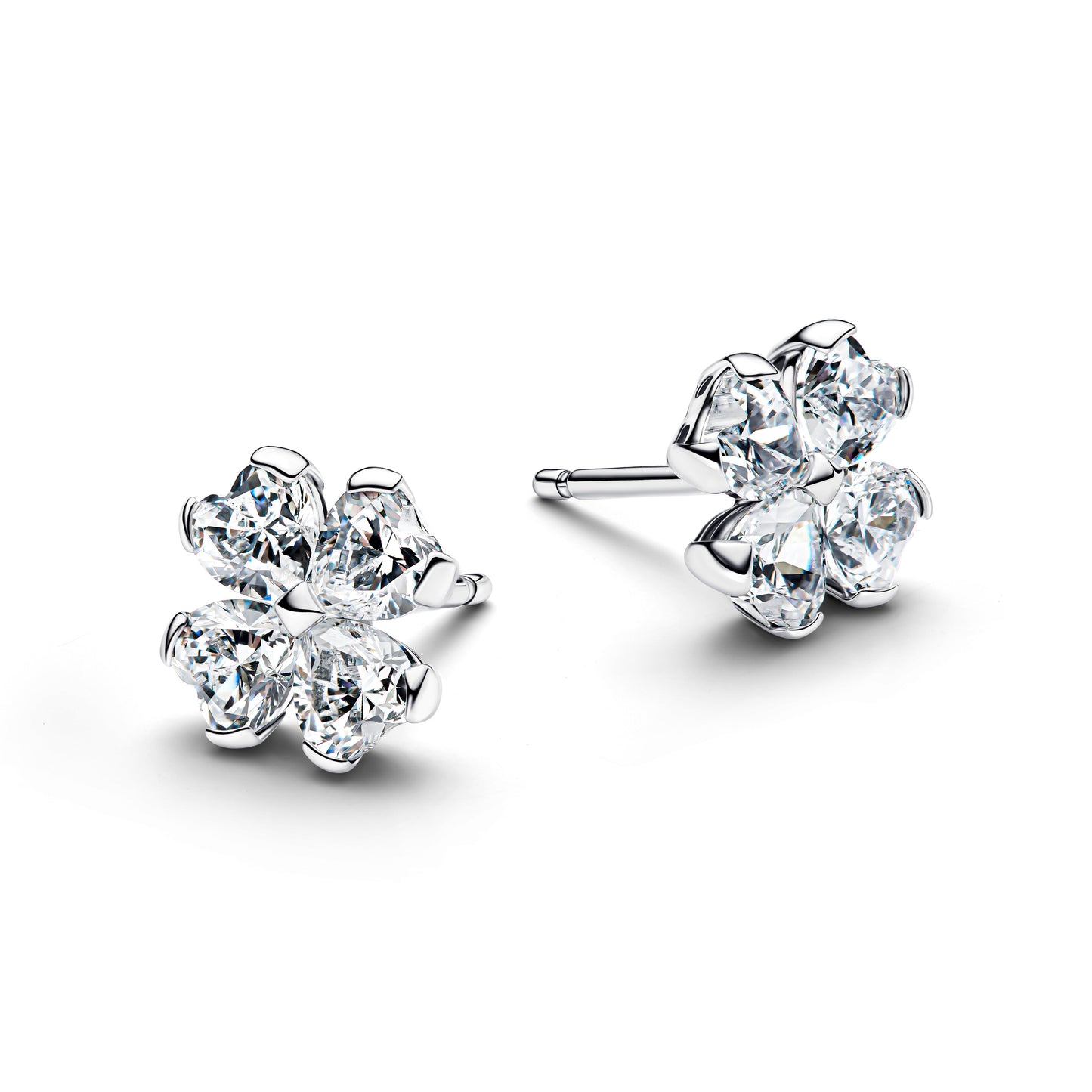 Sparkling Lucky Clover Stud Earrings