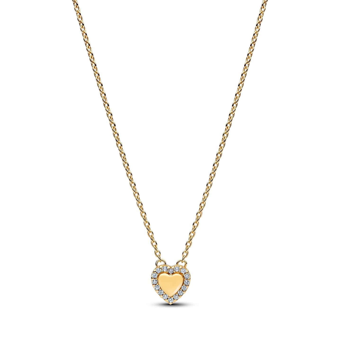 Engravable Heart Halo Collier Necklace