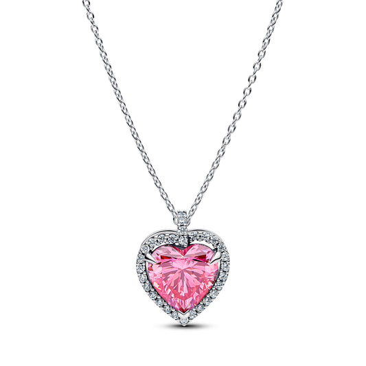 Pink Halo Heart Collier Necklace