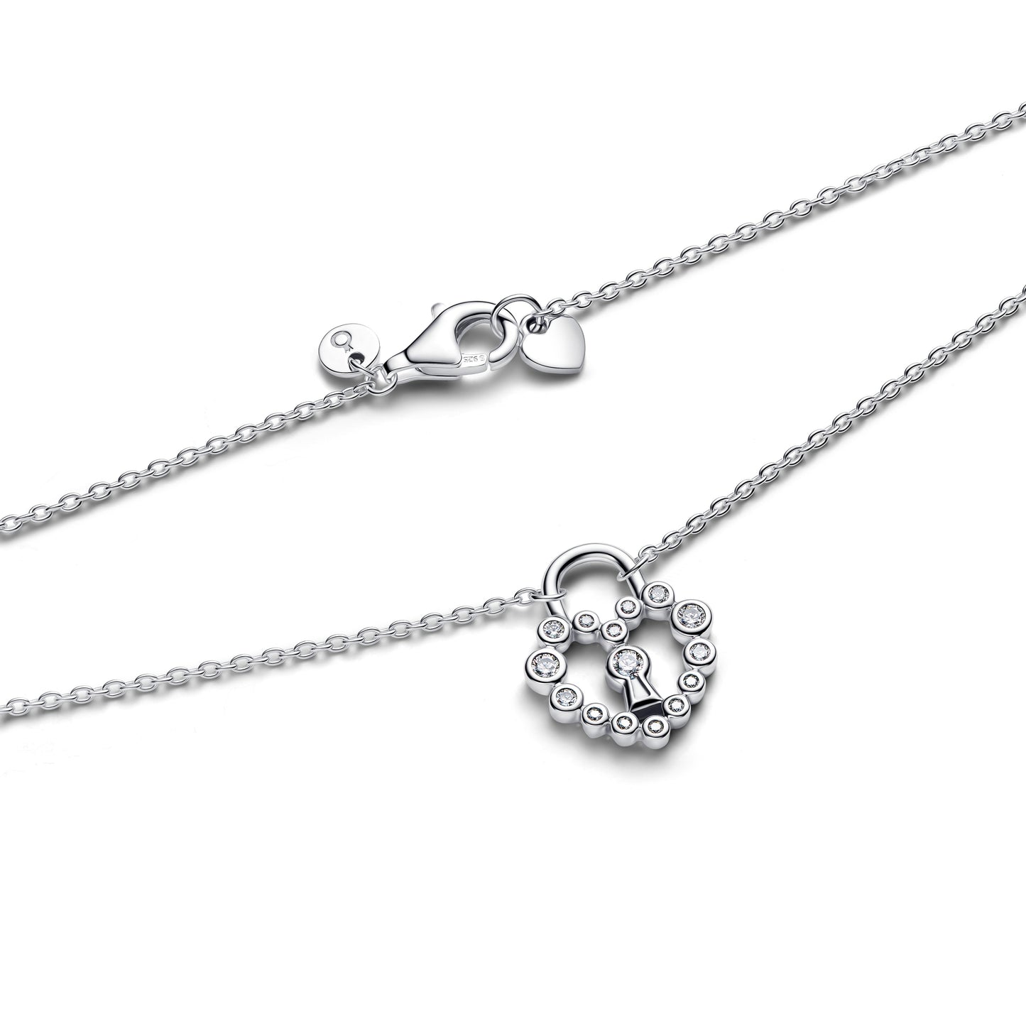 Sparkling Heart Padlock Pendant Necklace