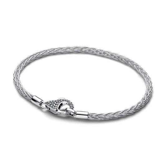 Pavé Clasp Foxtail Chain Charm Bracelet