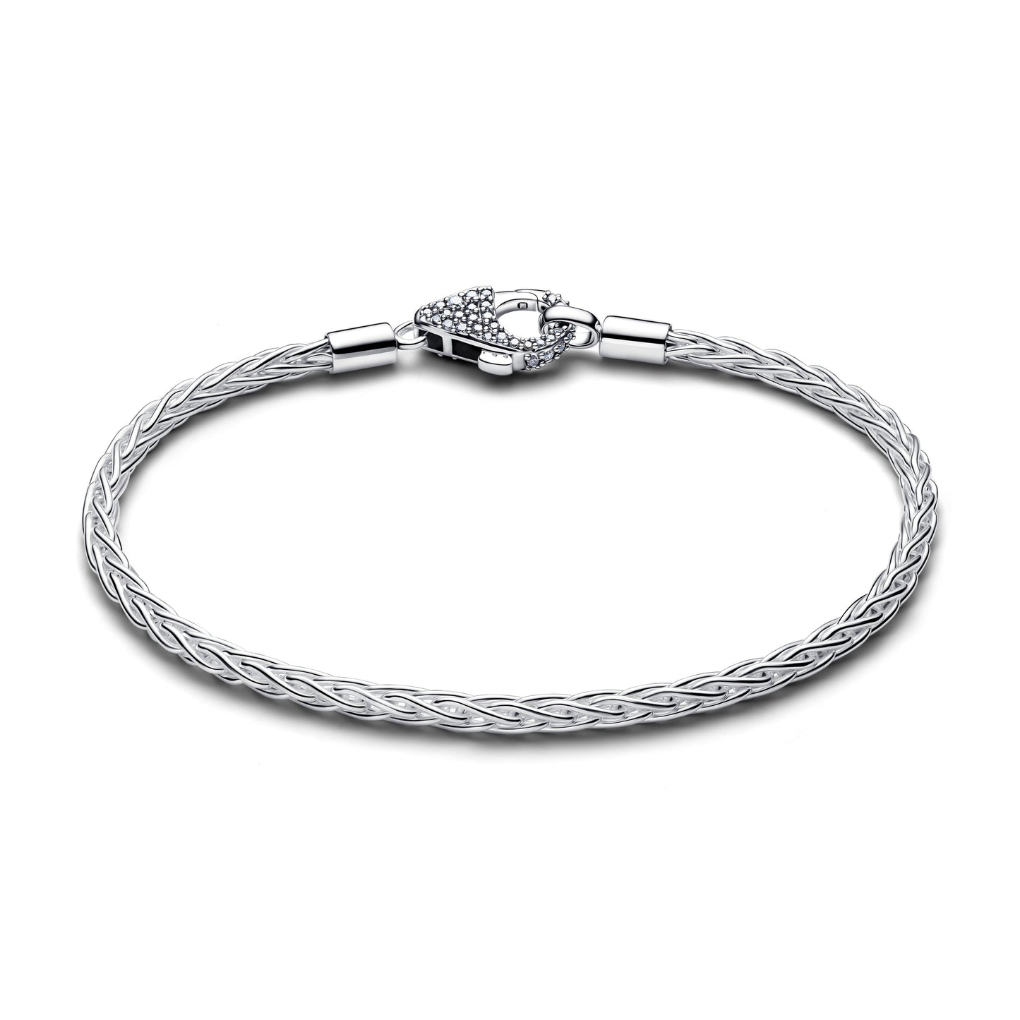 Pavé Clasp Foxtail Chain Charm Bracelet