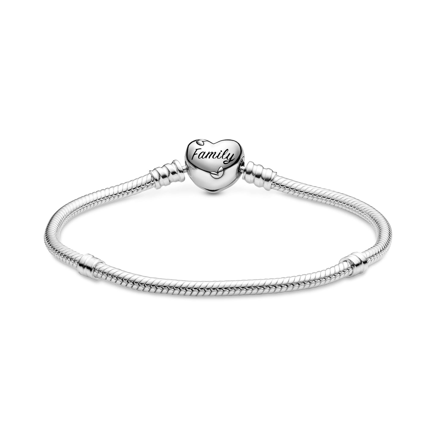 Pandora Moments Family Tree Heart Clasp Snake Chain Bracelet