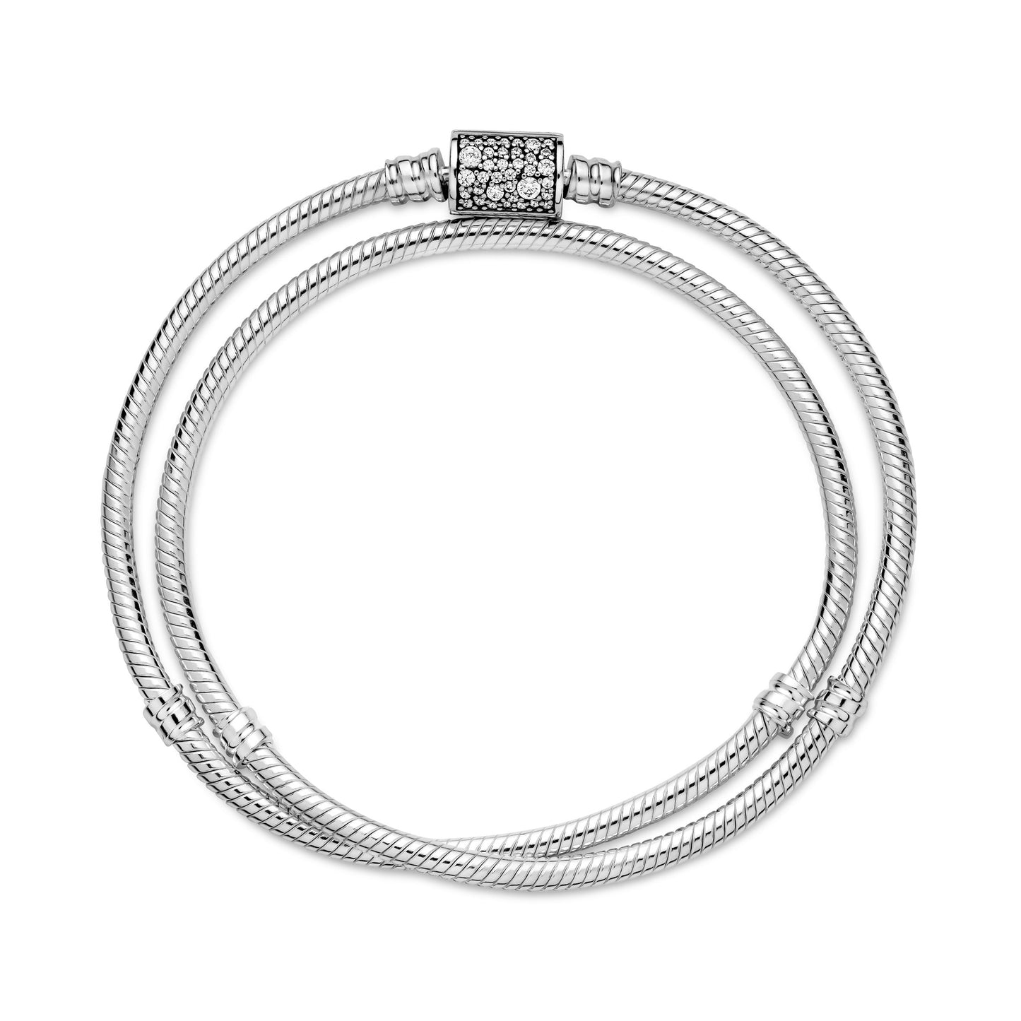 Pandora Moments Double Wrap Barrel Clasp Snake Chain Bracelet