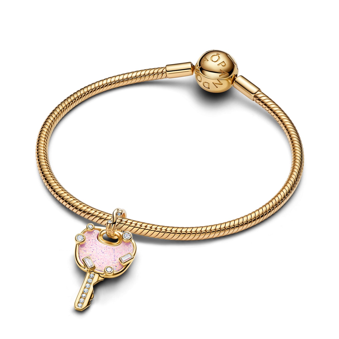 Opalescent Pink Love Key Large Dangle Charm